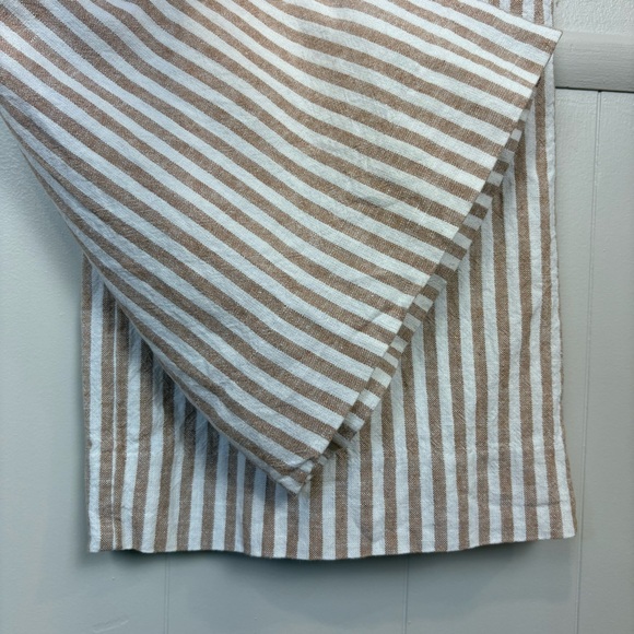 Abercrombie & Fitch Linen Cotton Blend Pants Wide Leg Sz M Long Stripe Tan Cream - Picture 9 of 15